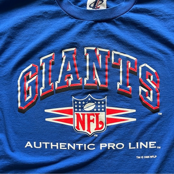 Logo Athletic Vintage 1996 NFL Giants Single Stitch Blue Short Sleeve T Shirt XL - Picture 3 of 11